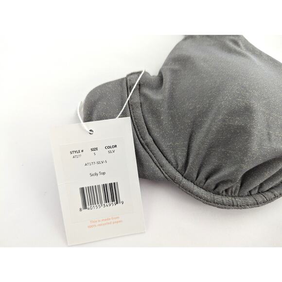 Andie Swim Sicily Underwire Bikini Top in Shimmery Silver Gray - Picture 4 of 10